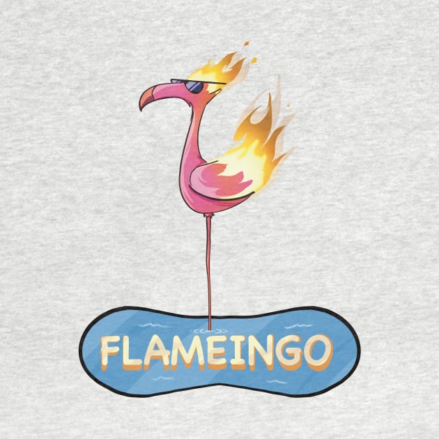 A Cool Flaming Flamingo (flamengo) Standing in a Pool (Text Variant) by Owl-Syndicate